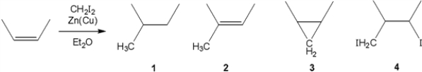 What is the major organic product obtained from the following reaction?   A)  1 B)  2 C)  3 D)  4