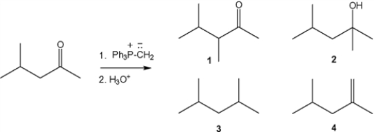 What is the major organic product obtained from the following reaction?   A)  1 B)  2 C)  3 D)  4