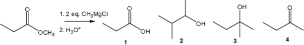 What is the major organic product obtained from the following reaction?   A)  1 B)  2 C)  3 D)  4