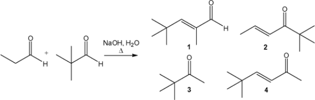 What is the major organic product obtained from the following reaction?   A)  1 B)  2 C)  3 D)  4