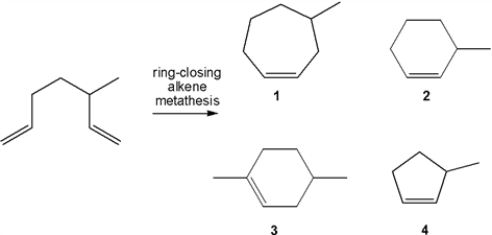 What is the major organic product obtained from the following reaction?   A)  1 B)  2 C)  3 D)  4