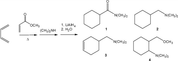 What is the major organic product of the following sequence of reactions?   A)  1 B)  2 C)  3 D)  4
