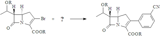 The following product is a simplified penicillin analog.   When the reaction is carried out in the presence of a palladium catalyst the structure of the missing reactant is shown below.  