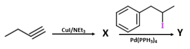 Identify  X  and  Y  in the given sequence of reactions. ​   A)  X is   , and Y is   . B)  X is   , and Y is   . C)  X is   , and Y is   . D)  X is   , and Y is   .