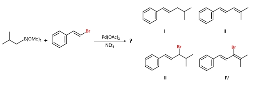 What is the product of the given reaction? ​   A)  II B)  III C)  IV D)  I