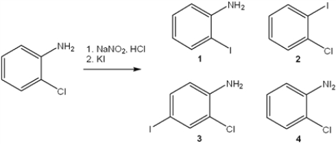 What is the major organic product obtained from the following reaction?   A)  1 B)  2 C)  3 D)  4