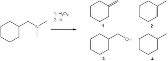 What is the major organic product obtained from the following reaction?   A)  1 B)  2 C)  3 D)  4