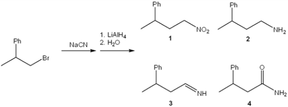What is the major organic product obtained from the following sequence of reactions?   A)  1 B)  2 C)  3 D)  4