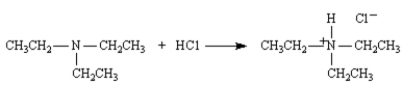 The following represents an acid-base reaction between the given amine and HCl.  
