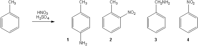 What is the major organic product obtained from the following reaction?   A)  1 B)  2 C)  3 D)  4