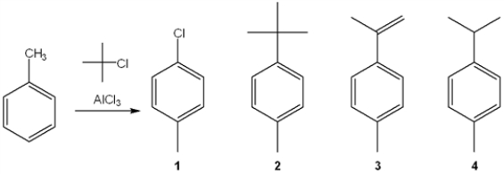 What is the major organic product obtained from the following reaction?   A)  1 B)  2 C)  3 D)  4