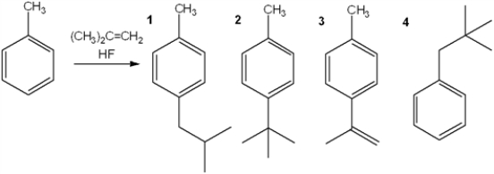 What is the major organic product obtained from the following reaction?   A)  1 B)  2 C)  3 D)  4