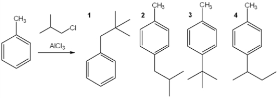 What is the major organic product obtained from the following reaction?   A)  1 B)  2 C)  3 D)  4