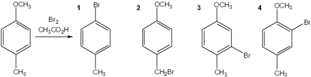 What is the major organic product obtained from the following reaction?   A)  1 B)  2 C)  3 D)  4