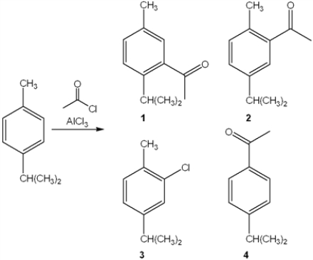 What is the major organic product obtained from the following reaction?   A)  1 B)  2 C)  3 D)  4