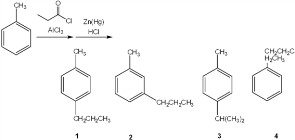 What is the major organic product obtained from the following sequence of reactions?   A)  1 B)  2 C)  3 D)  4