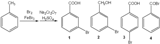What is the major organic product obtained from the following sequence of reactions?   A)  1 B)  2 C)  3 D)  4