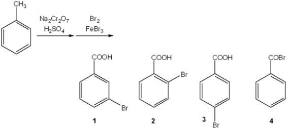 What is the major organic product obtained from the following sequence of reactions?   A)  1 B)  2 C)  3 D)  4