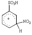 The predominant intermediate in the electrophilic nitration of benzenesulfonic acid is shown below.  