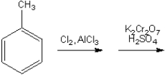 What is the major organic product obtained from the following reaction (if a reaction is likely to give you a mixture of ortho and para disubstituted compounds you should assume that they can be separated; continue the synthesis with either one)?  