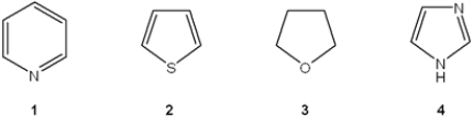 Which of the following heterocycles is not aromatic?   A)  1 B)  2 C)  3 D)  4