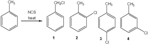 What is the major organic product obtained from the following reaction?   A)  1 B)  2 C)  3 D)  4