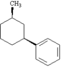 The following compound should be name as 1-((1S, 3R)-3-methylcyclohexyl)benzene.  