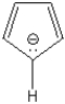 Provide a brief explanation of why the cyclopentadienyl anion (below) is aromatic. Your answer should identify the hybridization of each carbon atom and account for which electrons are in the pi system.  
