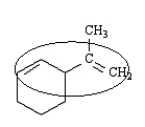The conjugated portion of the following molecule is circled.  