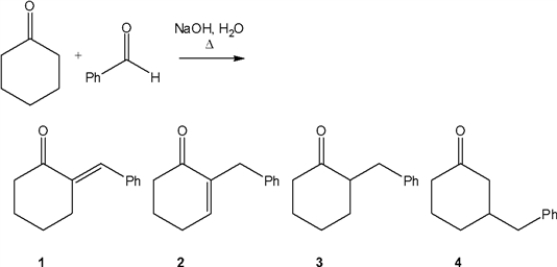 What is the major organic product obtained from the following reaction?   A)  1 B)  2 C)  3 D)  4