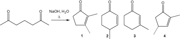 What is the major organic product obtained from the following reaction?   A)  1 B)  2 C)  3 D)  4