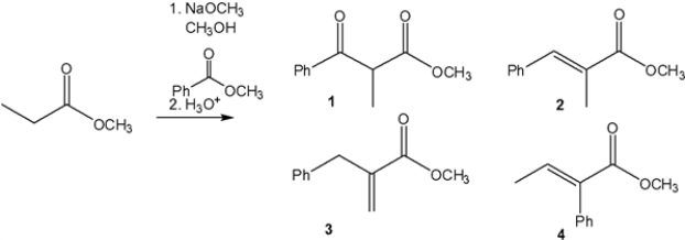<strong>What is the major organic product obtained from the following reaction? </strong> A) 1 B) 2 C) 3 D) 4