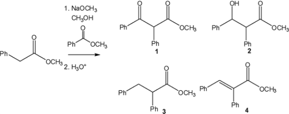 <strong>What is the major organic product obtained from the following reaction? </strong> A) 1 B) 2 C) 3 D) 4