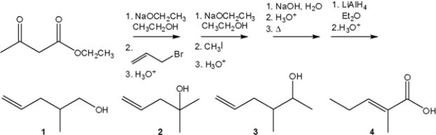 <strong>What is the major organic product obtained from the following sequence of reactions? </strong> A) 1 B) 2 C) 3 D) 4