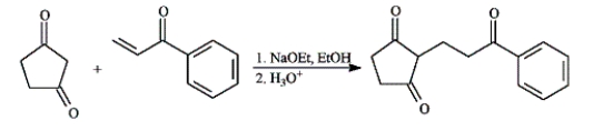 Consider the following types of reactions: 1. aldol condensation 2. Claisen condensation 3. Robinson annulation 4. Dieckmann condensation 5. Michael reaction  -Classify the following reactions by placing the appropriate number in the blank. ______  