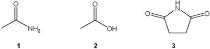 Which of the following is the correct order of decreasing acid strength of the following compounds (more acidic > less acidic) ?   A)  1 > 2 > 3 B)  2 > 3 > 1 C)  1 > 3 > 2 D)  3 > 2 > 1