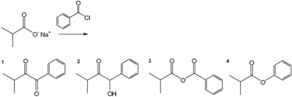 What is the major organic product obtained from the following reaction?   A)  1 B)  2 C)  3 D)  4