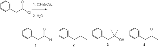 What is the major organic product obtained from the following reaction?   A)  1 B)  2 C)  3 D)  4