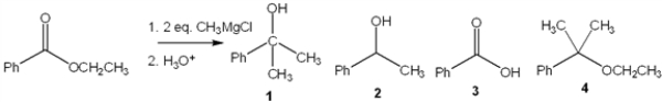 What is the major organic product obtained from the following reaction?   A)  1 B)  2 C)  3 D)  4