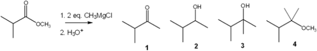 What is the major organic product obtained from the following reaction?   A)  1 B)  2 C)  3 D)  4