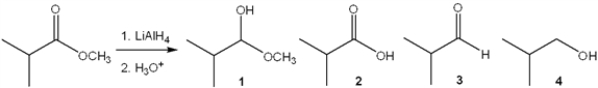 What is the major organic product obtained from the following reaction?   A)  1 B)  2 C)  3 D)  4