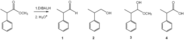 What is the major organic product obtained from the following reaction?   A)  1 B)  2 C)  3 D)  4
