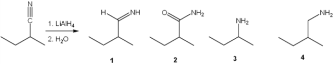 What is the major organic product obtained from the following reaction?   A)  1 B)  2 C)  3 D)  4
