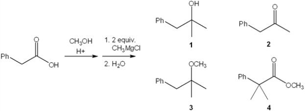 What is the major organic product of the following sequence of reactions?   A)  1 B)  2 C)  3 D)  4