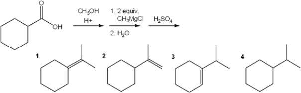 What is the major organic product of the following sequence of reactions?   A)  1 B)  2 C)  3 D)  4