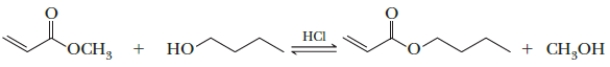 Esters react with alcohols in an acid-catalyzed reaction called _____. ​   A)  combustion B)  esterification C)  transesterification D)  rearrangement