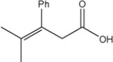 What is the IUPAC name of the following compound?   A)  4-methyl-3-phenyl-3-pentenoic acid B)  4,4-dimethyl-3-phenyl-3-butenoic acid C)  3-phenyl-2-methyl-2-penten-5-oic acid D)  (Z) -3-methyl-2-phenyl-2-butenoic acid