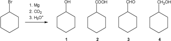 What is the major organic product obtained from the following reaction?   A)  1 B)  2 C)  3 D)  4