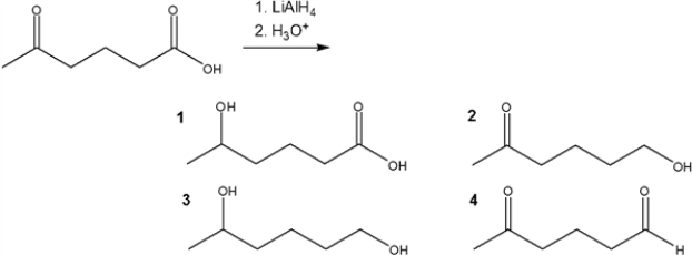 What is the major organic product obtained from the following reaction?   A)  1 B)  2 C)  3 D)  4