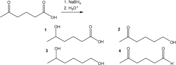 What is the major organic product obtained from the following reaction?   A)  1 B)  2 C)  3 D)  4